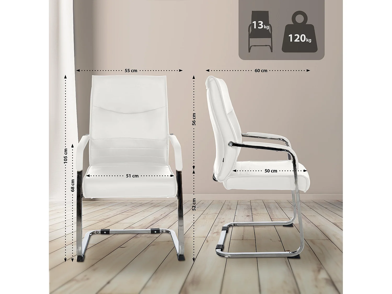 chaises oscillantes - Similicuir - Blanc - Hobart