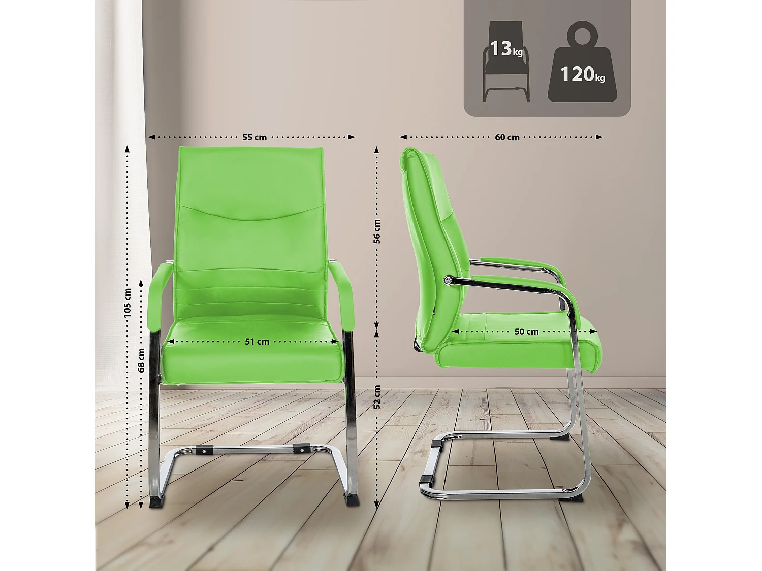 chaises oscillantes - Similicuir - Vert - Hobart