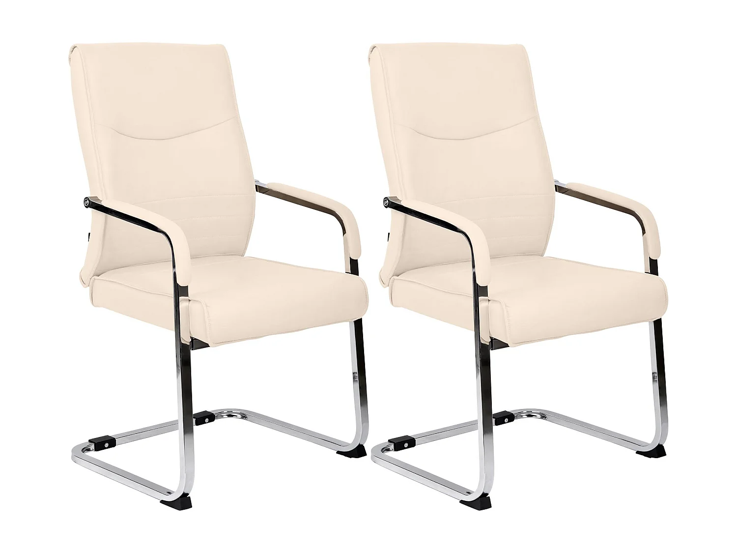 Lot de 2  chaises oscillantes - Similicuir - Crème - Hobart
