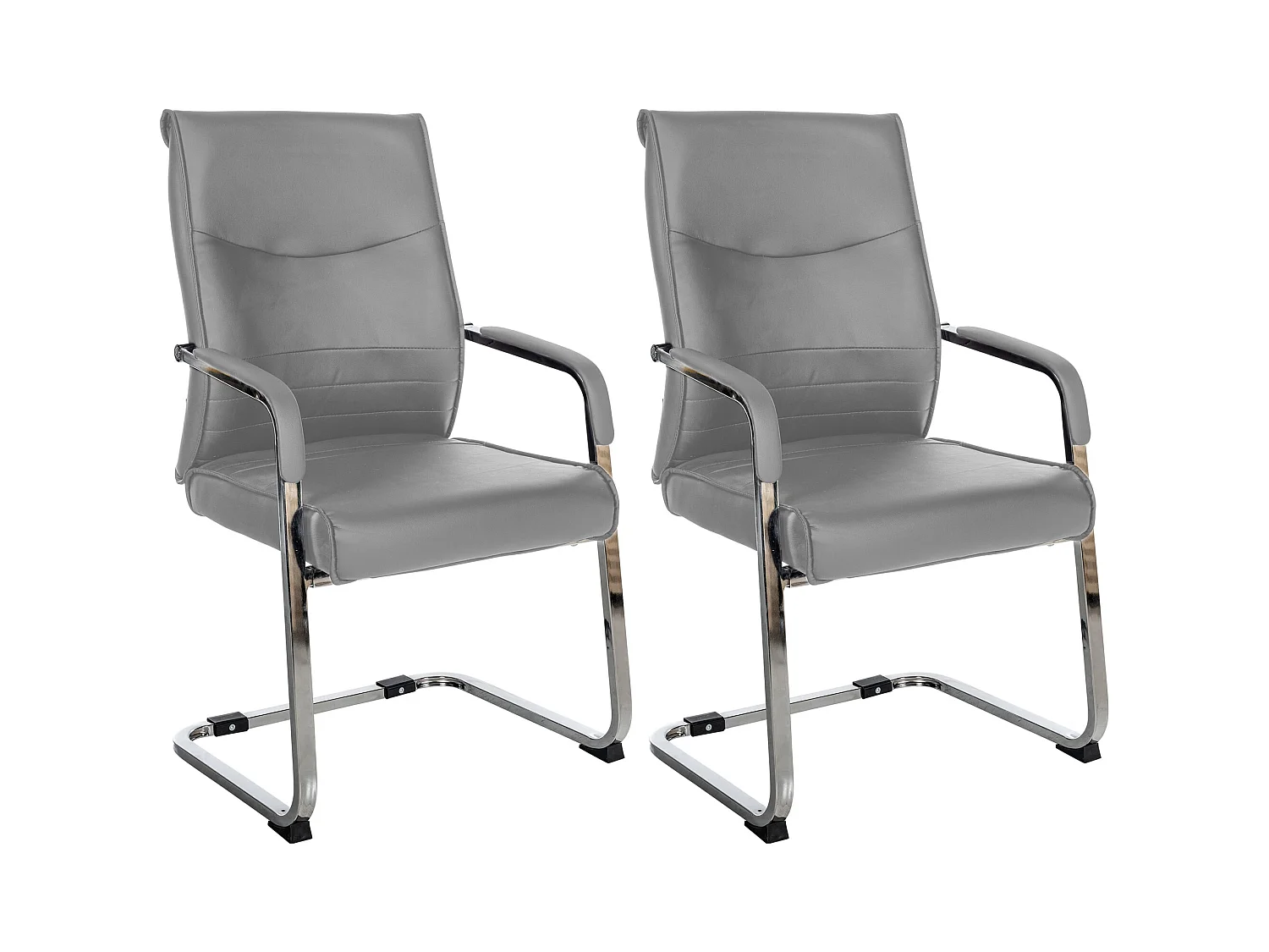 Lot de 2  chaises oscillantes - Similicuir - Gris - Hobart