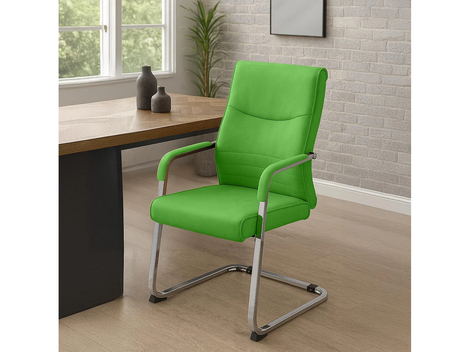Lot de 2  chaises oscillantes - Similicuir - Vert - Hobart