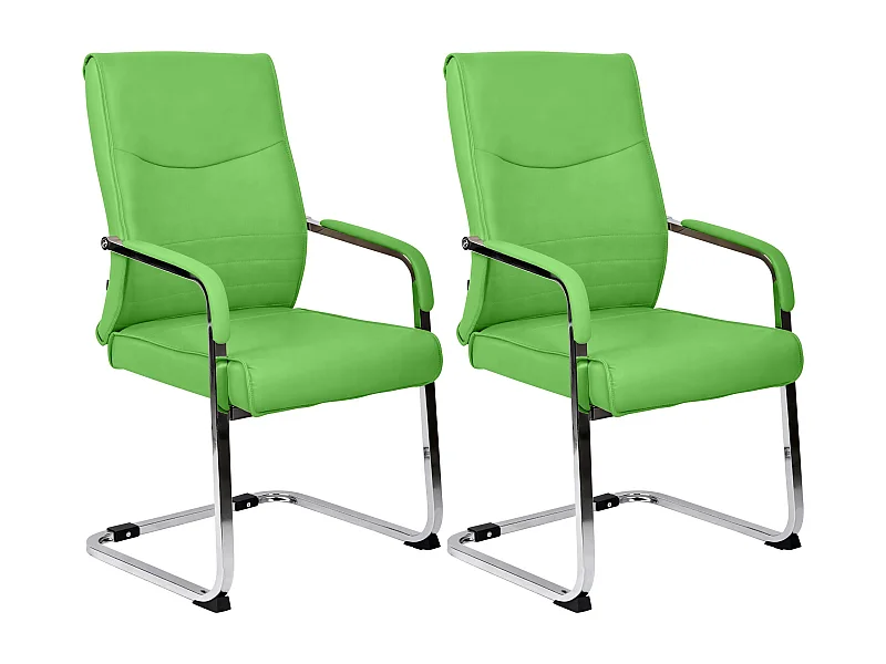 Lot de 2  chaises oscillantes - Similicuir - Vert - Hobart