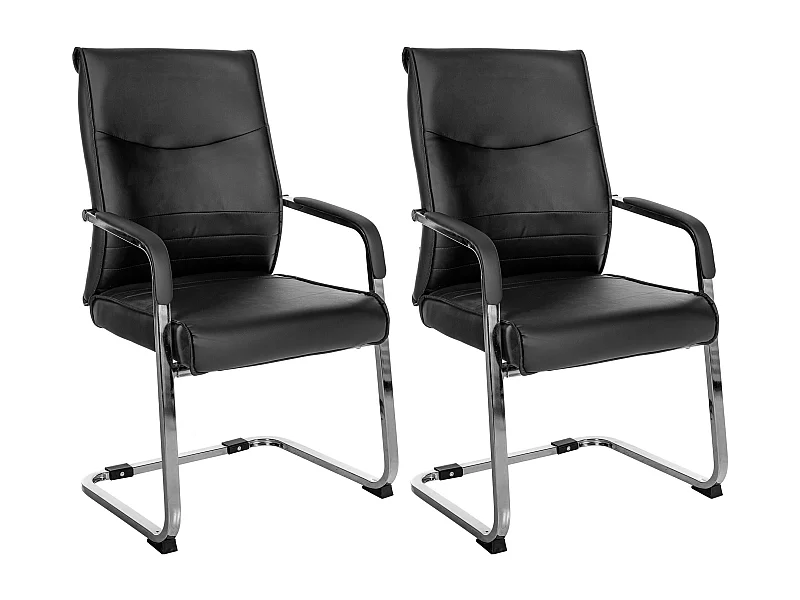 Lot de 2  chaises oscillantes - Similicuir - Noir - Hobart