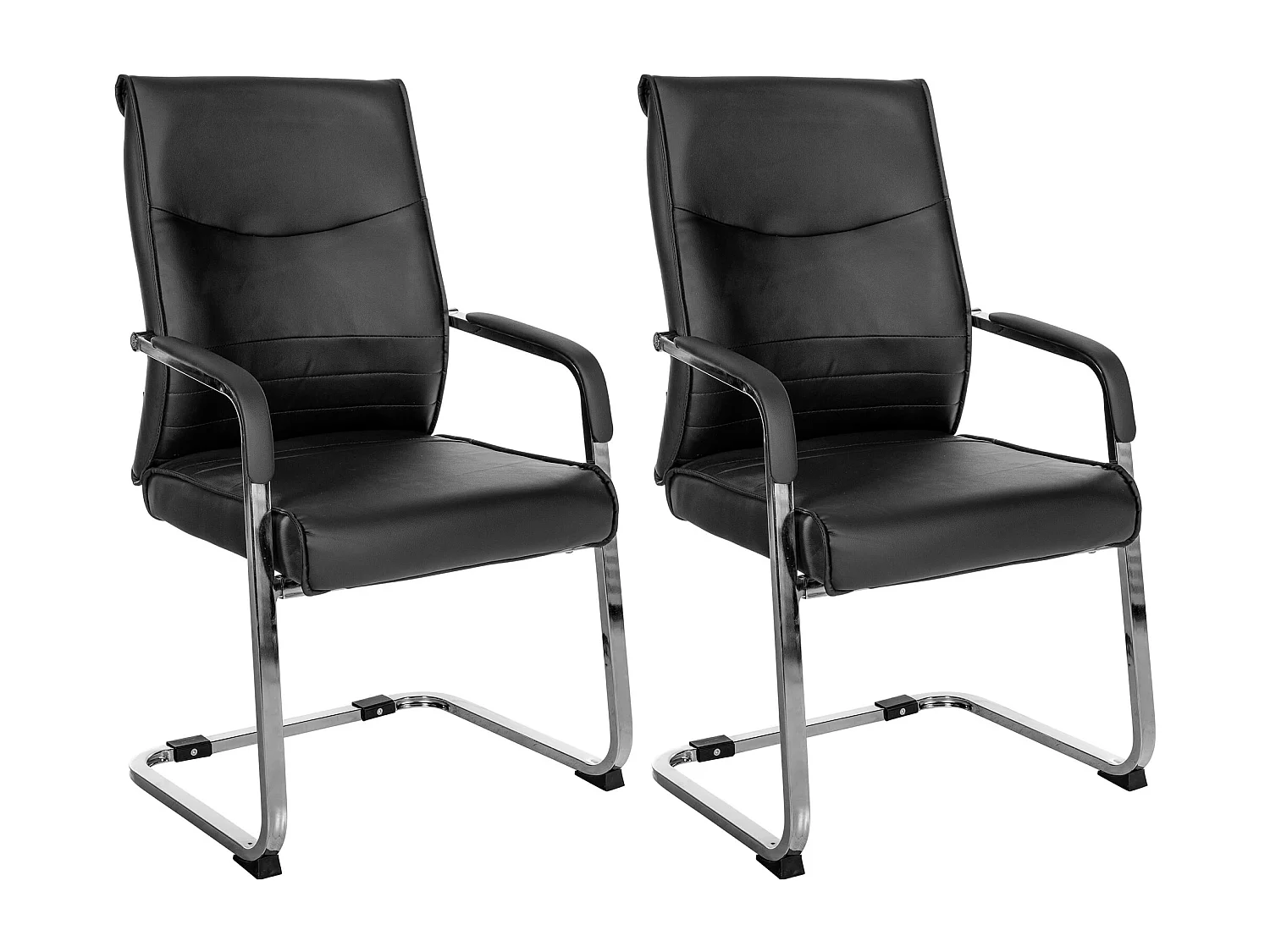Lot de 2  chaises oscillantes - Similicuir - Noir - Hobart