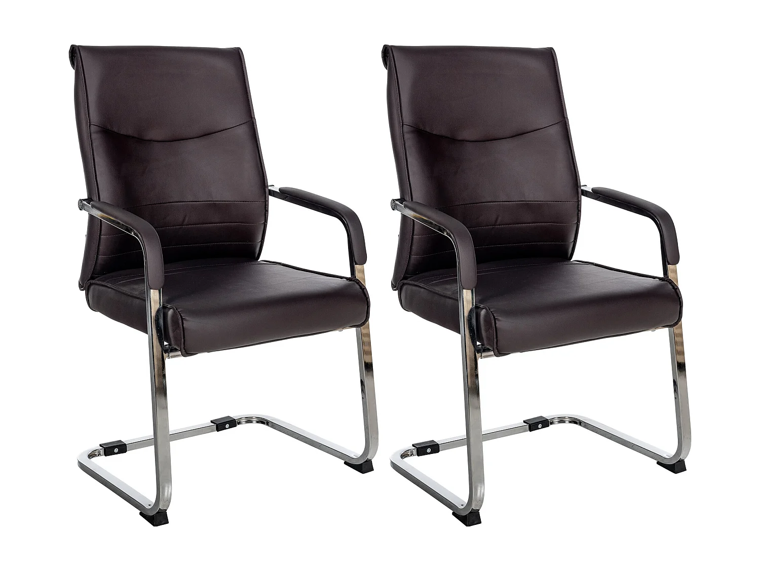 Lot de 2  chaises oscillantes - Similicuir - Marron - Hobart