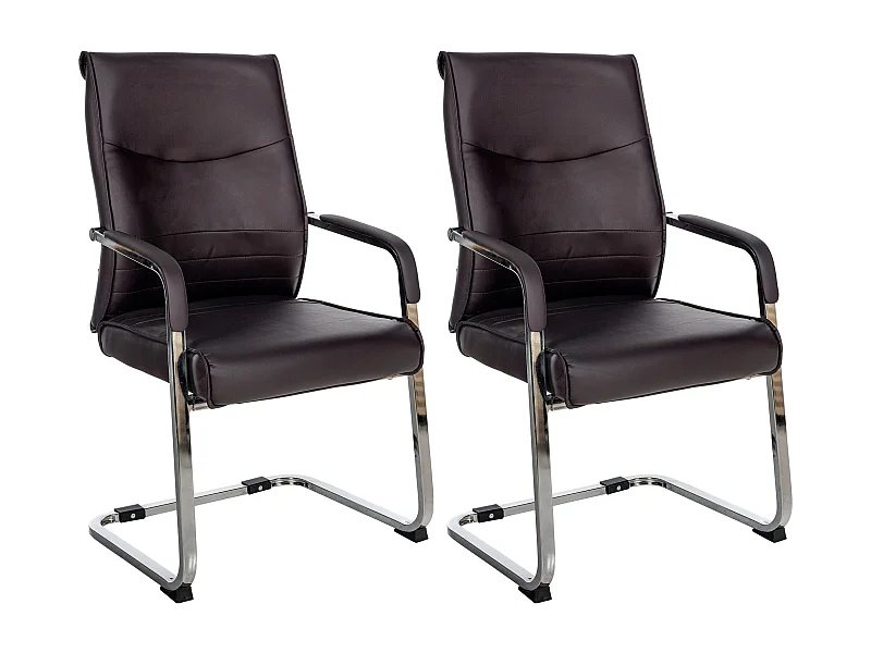 Lot de 2  chaises oscillantes - Similicuir - Marron - Hobart
