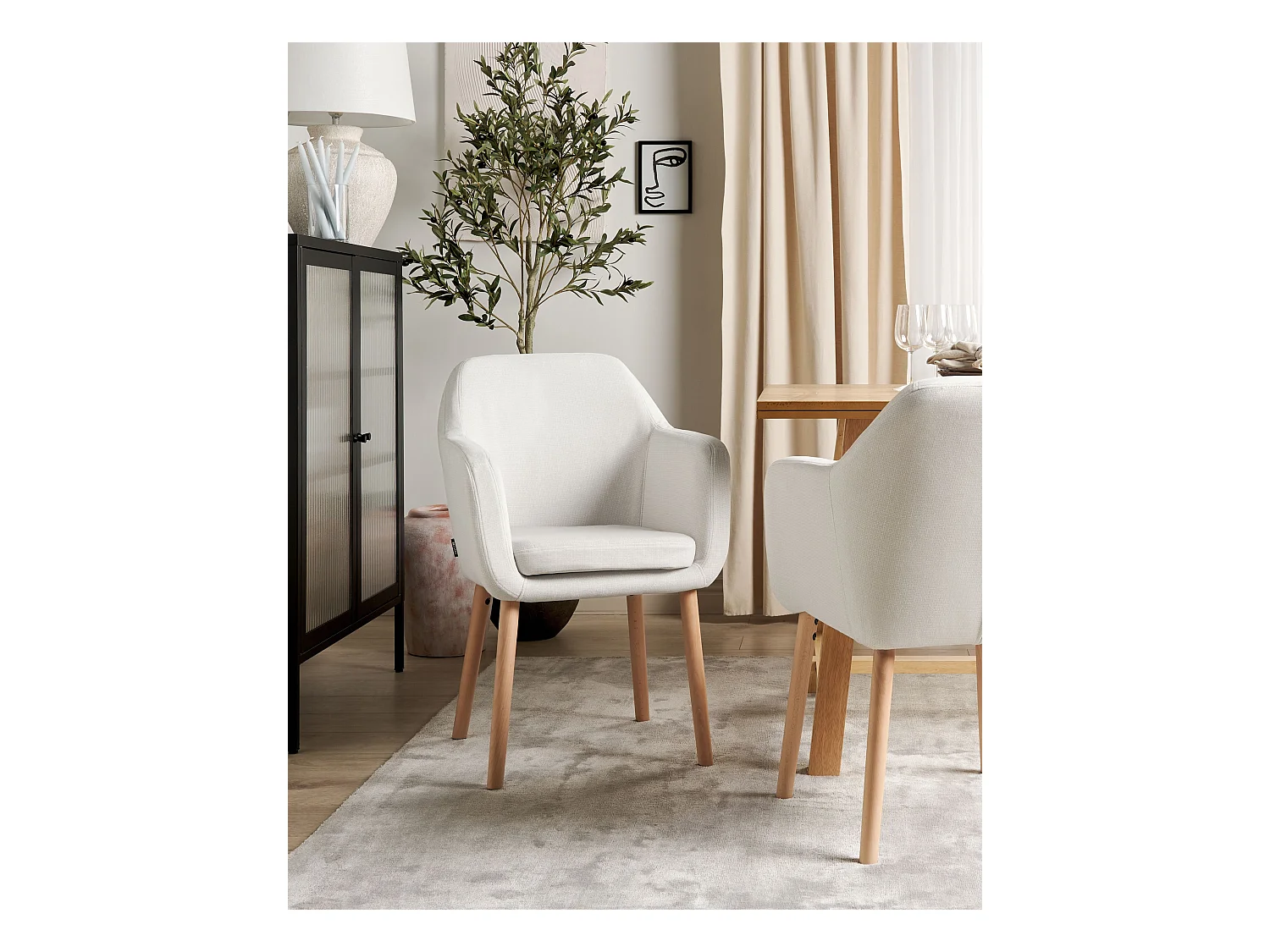 Sedia da pranzo YORKVILLE II Velluto Bianco sporco