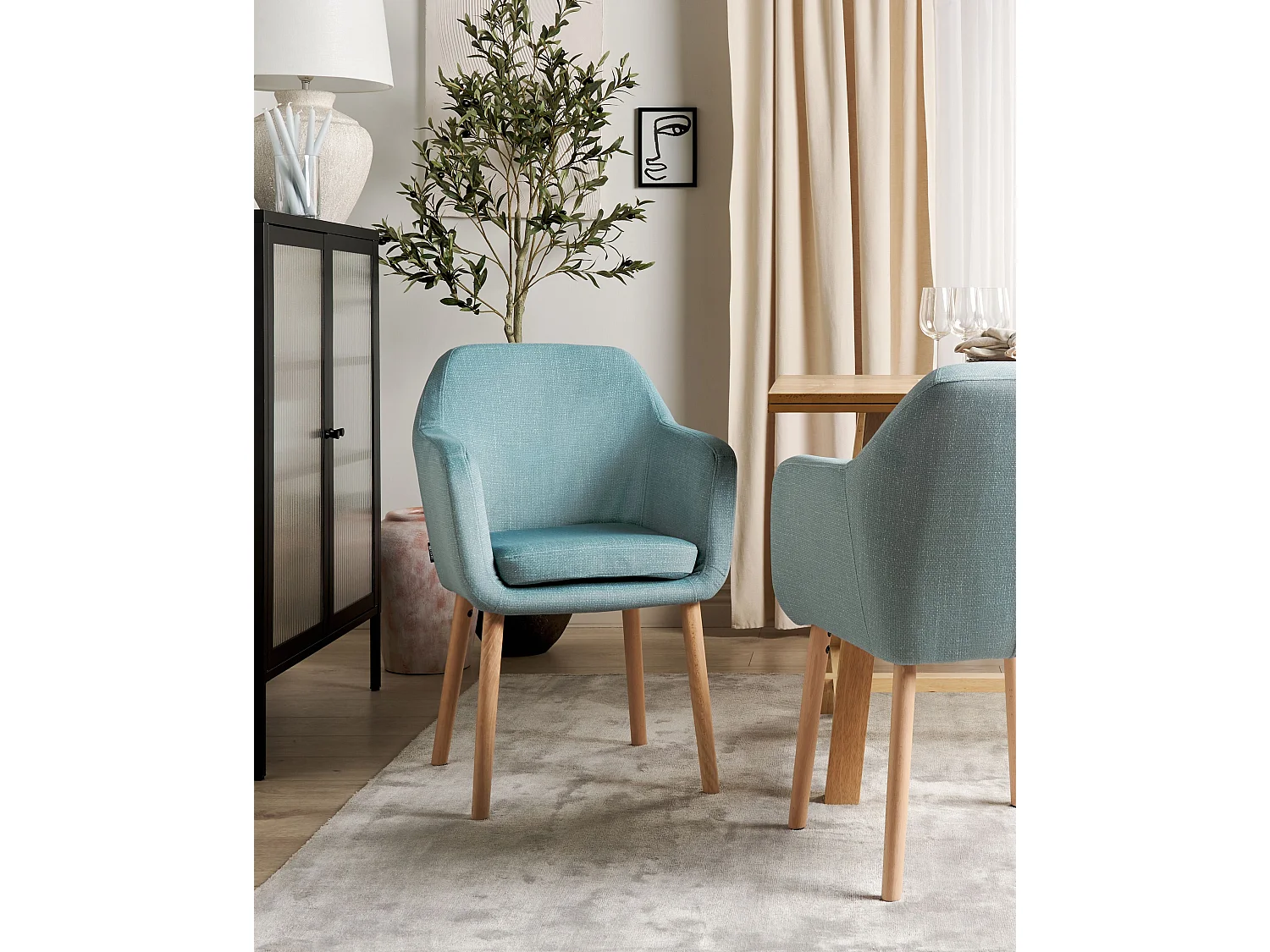 Sedia da pranzo YORKVILLE II Velluto Azzurro