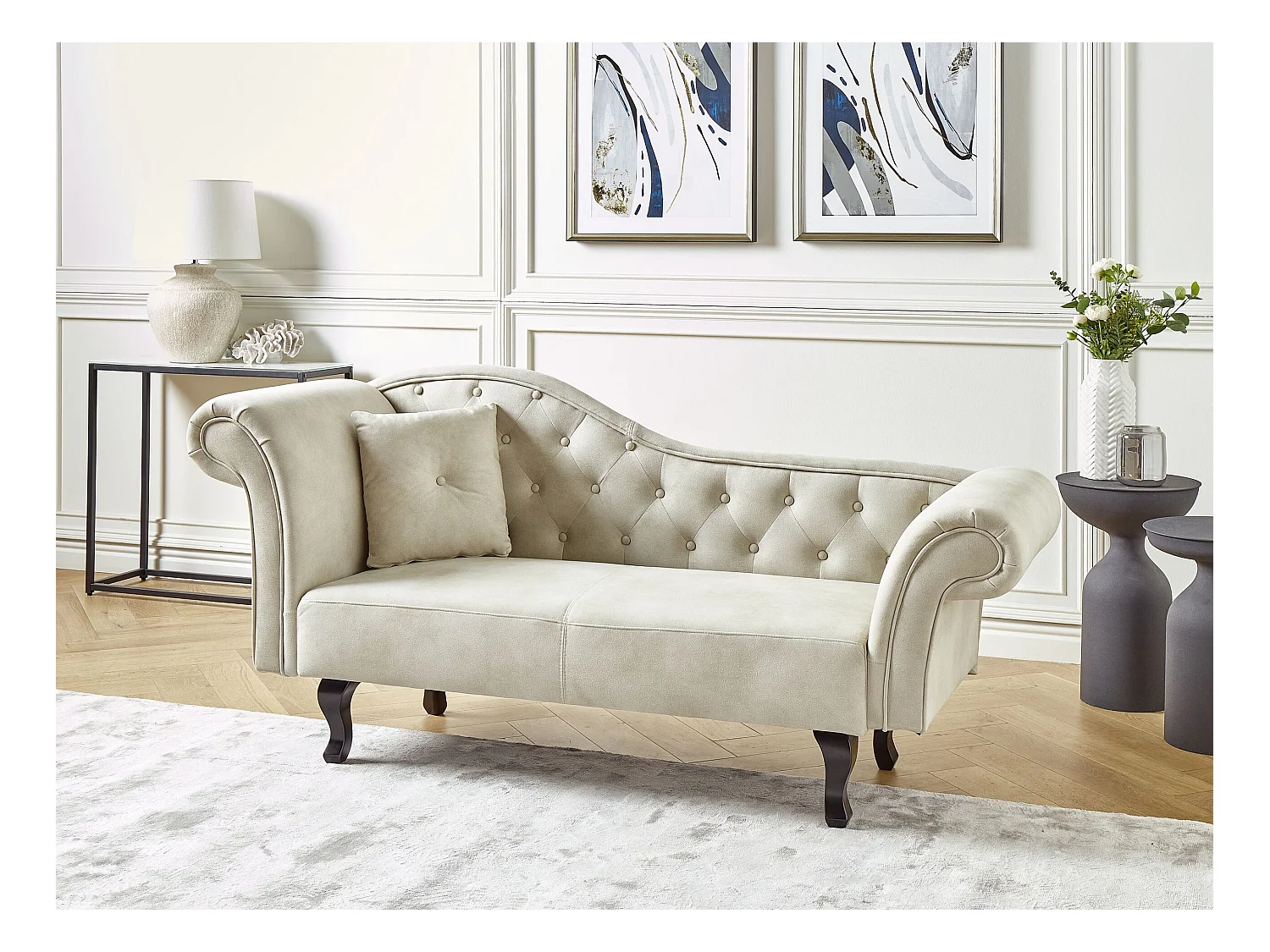Chaise longue velluto beige chiaro sinistra LATTES II