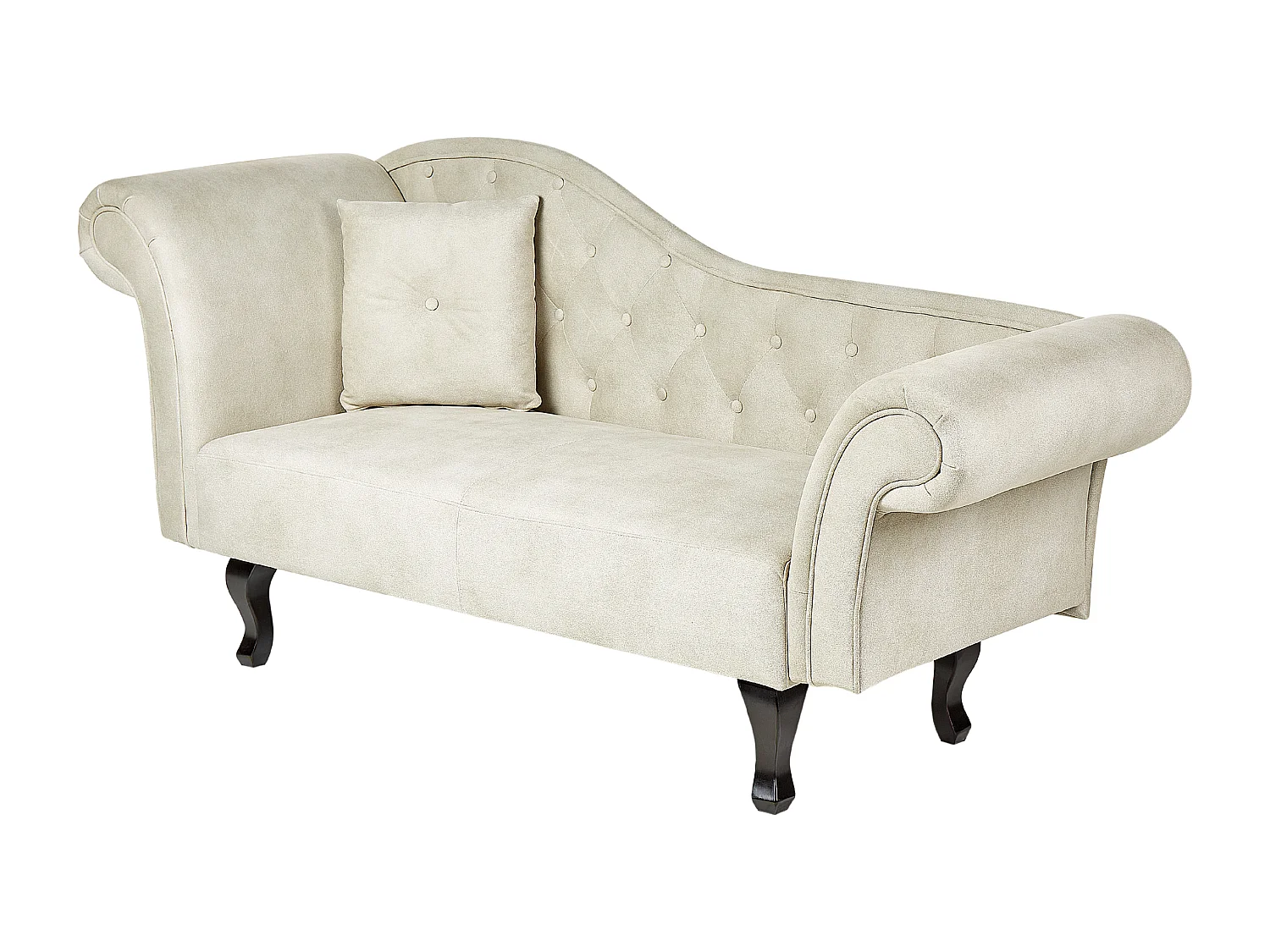 Chaise longue à droite en velours beige clair LATTES II
