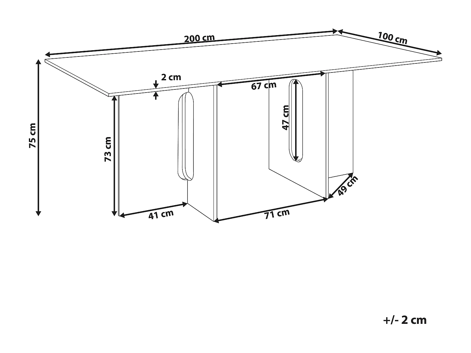 Table de repas CORAIL Frêne clair 200 cm 100 cm