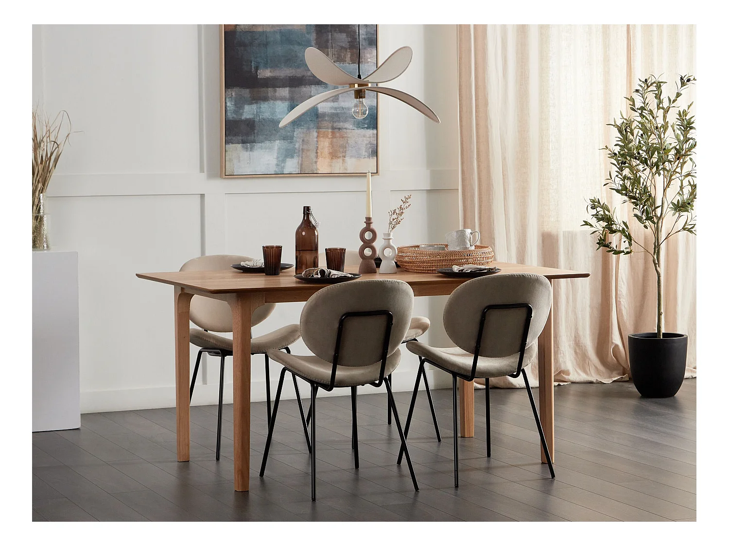Table de repas DELMAS Frêne clair 160 cm 90 cm