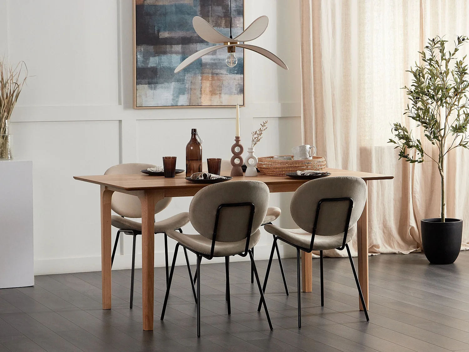 Table de repas DELMAS Frêne clair 160 cm 90 cm