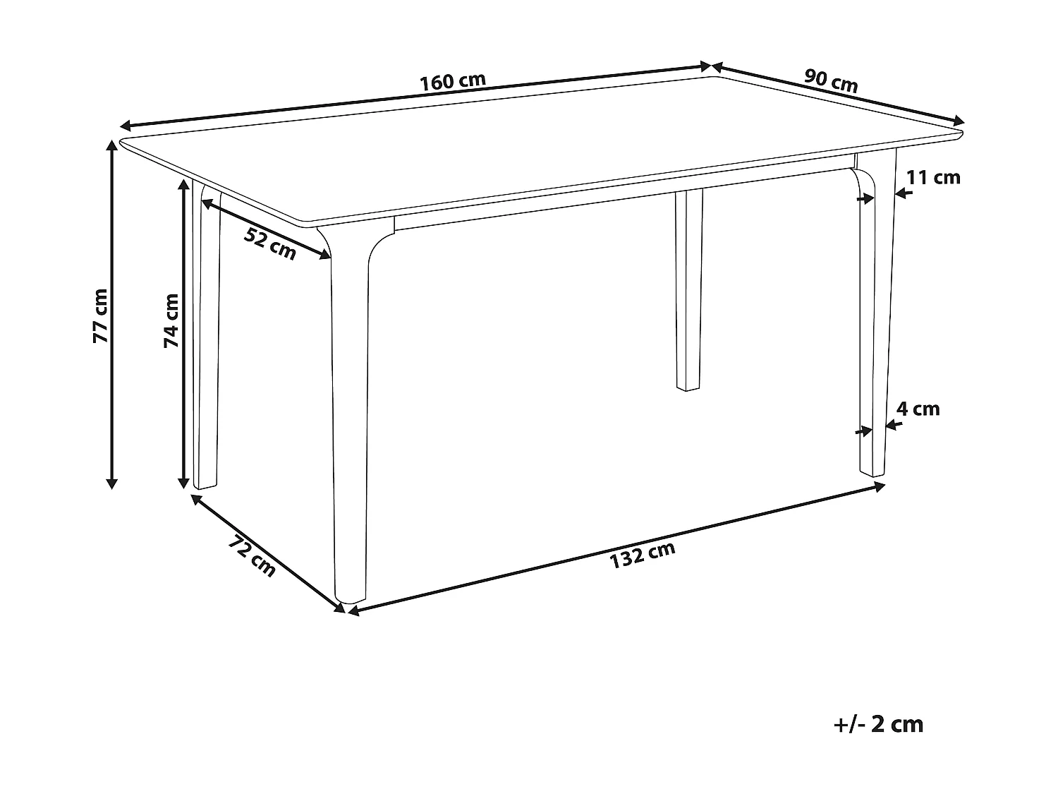 Table de repas DELMAS Frêne clair 160 cm 90 cm