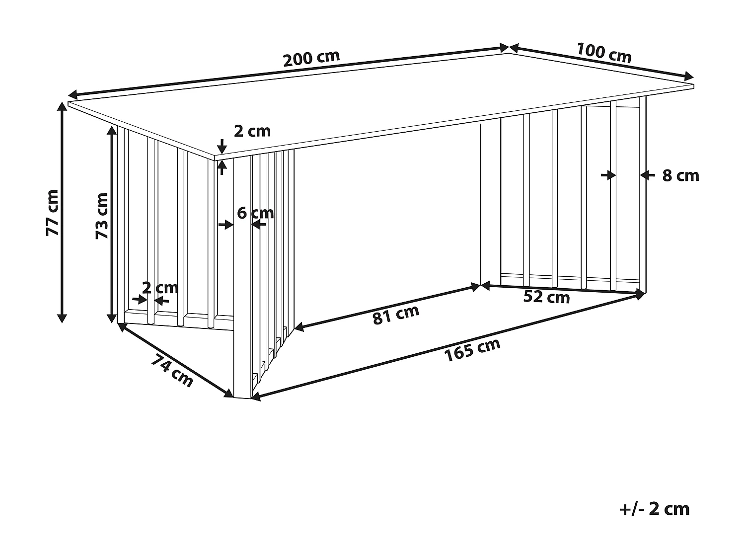 Mesa de comedor LEANDRA Fresno claro 200 cm 100 cm