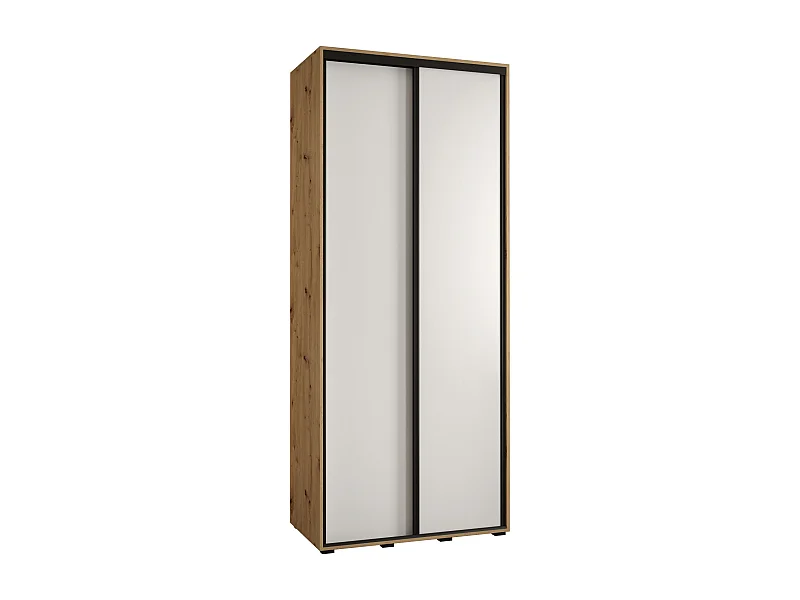 DAVOS 1 KLEDINGKAST MET SCHUIFDEUREN 235,2/100/60 2 deuren (Artisan/Wit/Zwart)