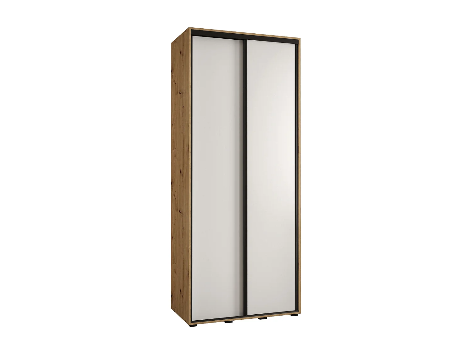 ARMOIRE DAVOS 1 À PORTES COULISSANTES 235,2/100/45 2 portes (Artisan/Blanc/Noir)