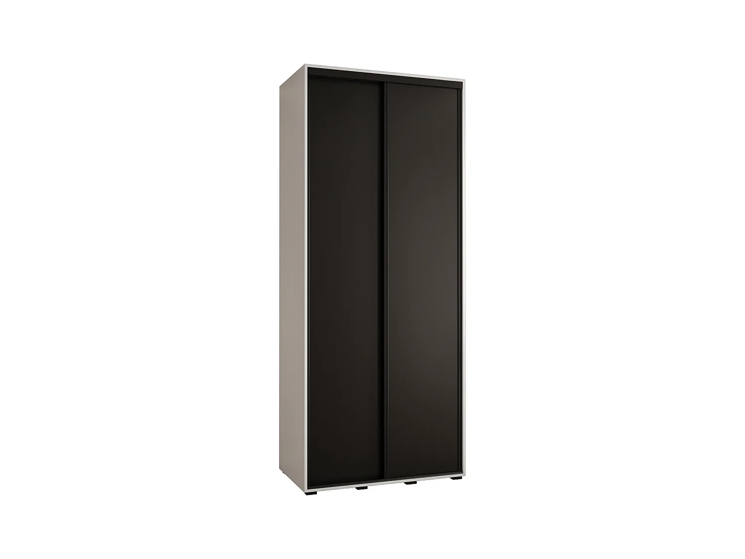 ARMOIRE DAVOS 1 À PORTES COULISSANTES 235,2/100/60 2 portes (Blanc/Noir/Noir)