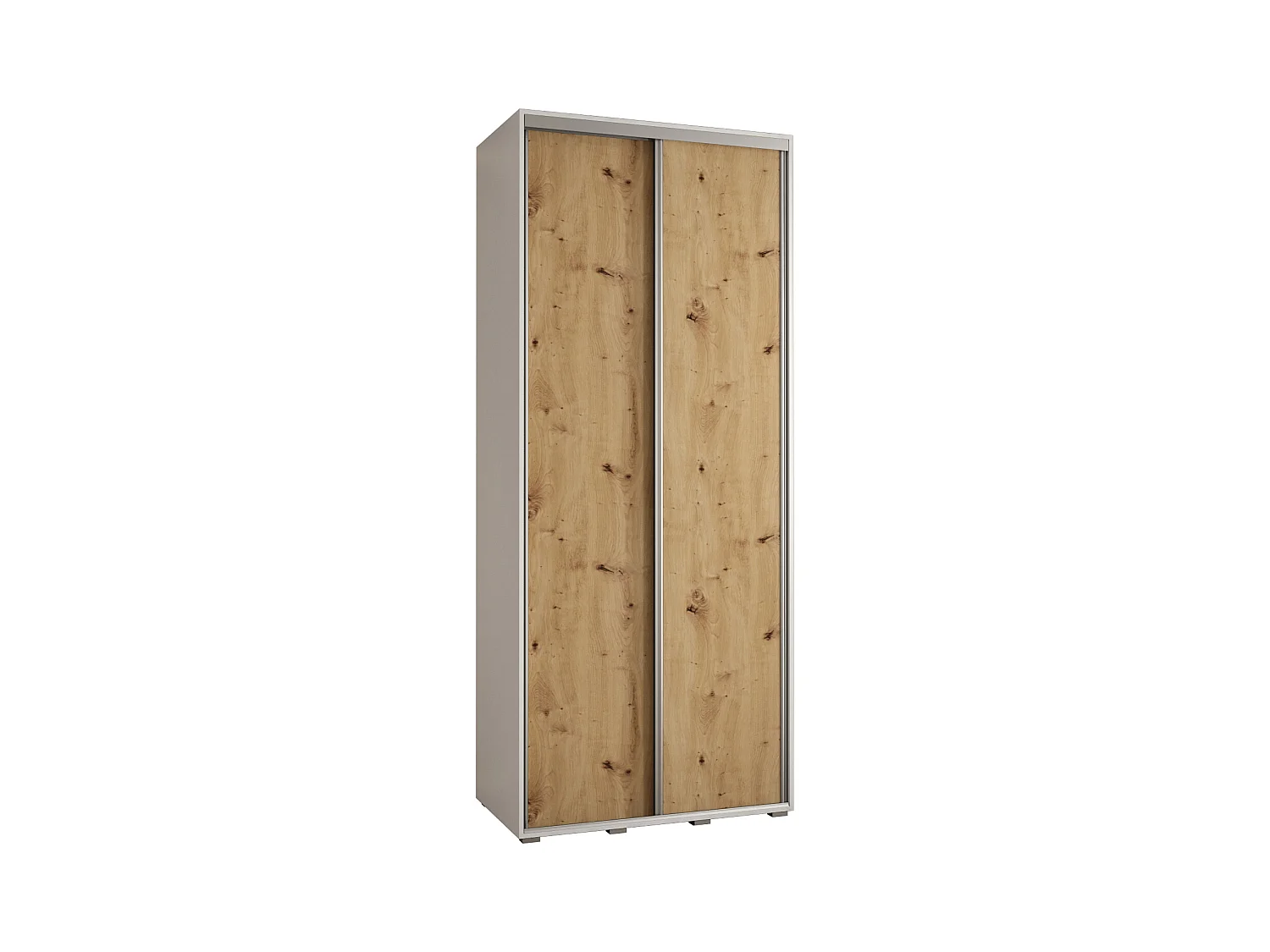 ARMOIRE DAVOS 1 À PORTES COULISSANTES 235,2/120/45 2 portes (Blanc/Artisan/Argent)