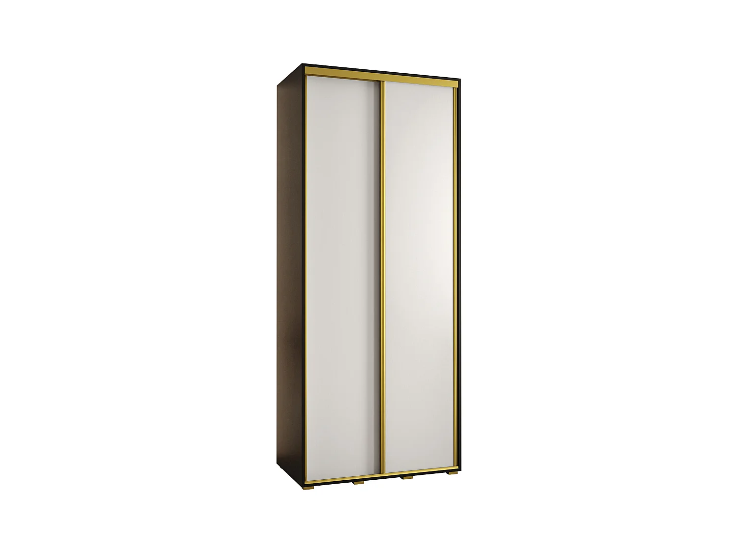 ARMOIRE DAVOS 1 À PORTES COULISSANTES 235,2/120/45 2 portes (Noir/Blanc/Or)