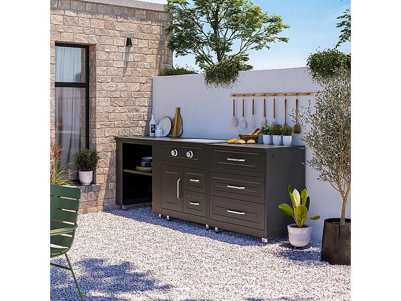 Cuisine d'extérieur 3 modules avec gazinière