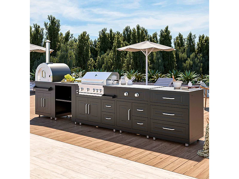 Cuisine d'extérieur, 5 éléments et 3 modules de cuisson