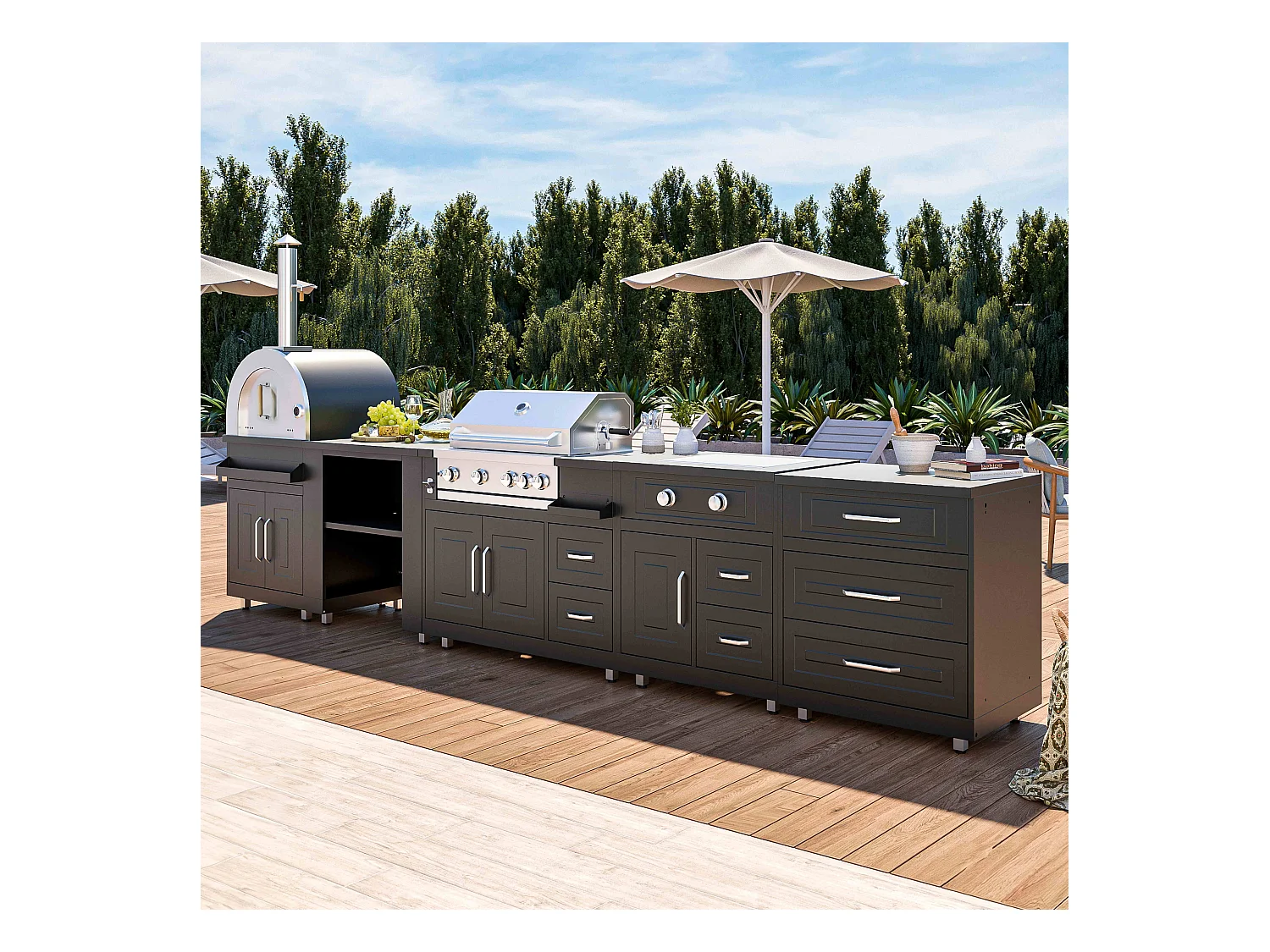 Cuisine d'extérieur, 5 éléments et 3 modules de cuisson