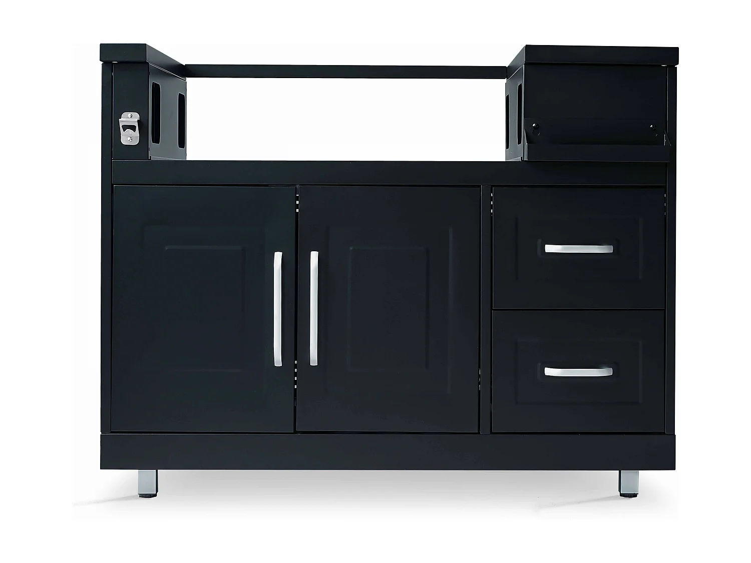 Meuble barbecue gaz 4 brûleurs et rôtissoire pour cuisine extérieure