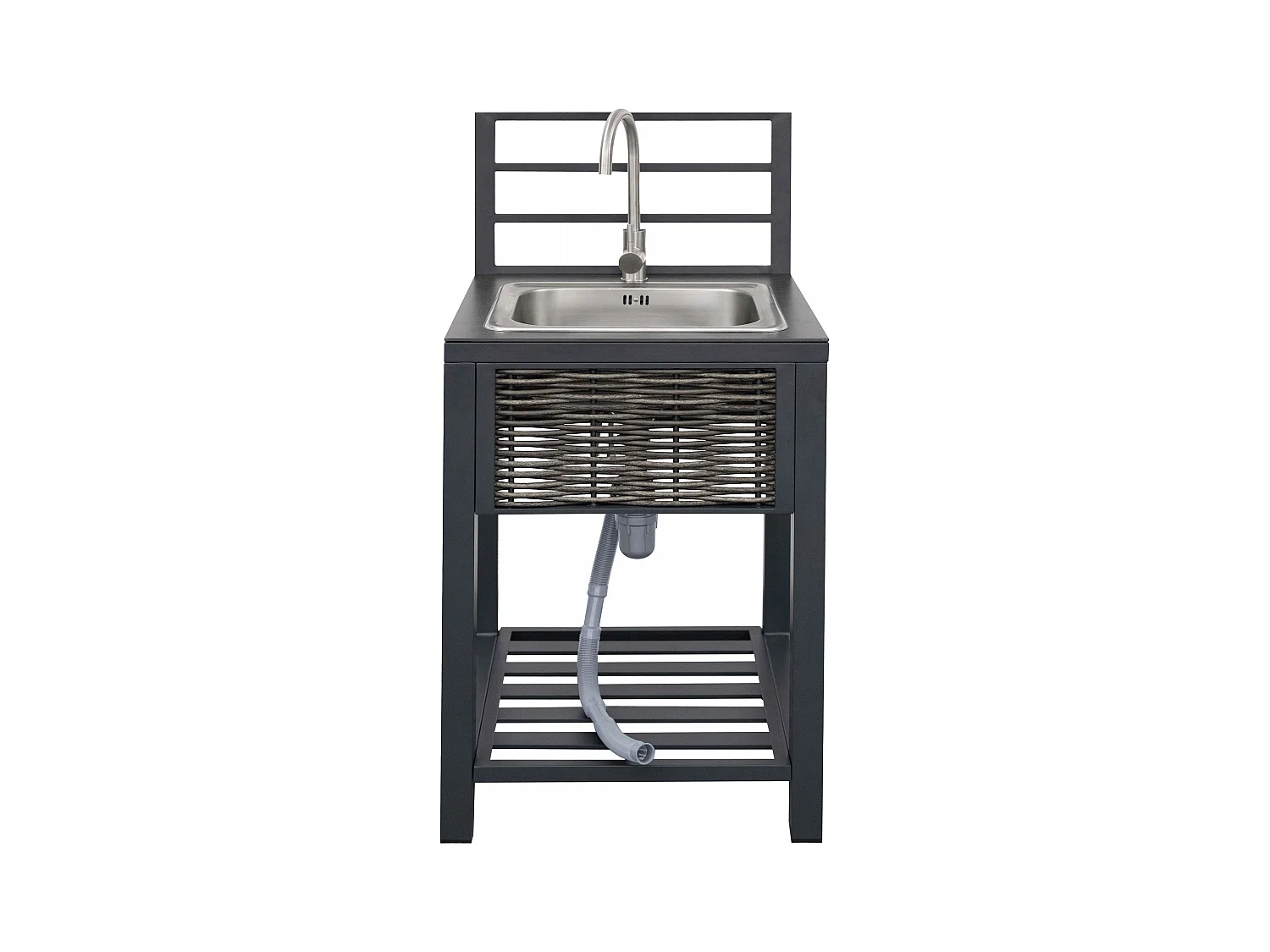 Meuble évier cuisine extérieure aluminium et résine tressée