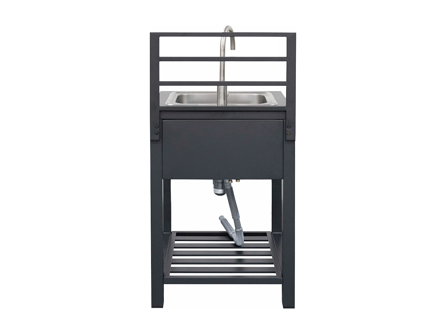 Meuble évier cuisine extérieure aluminium et résine tressée