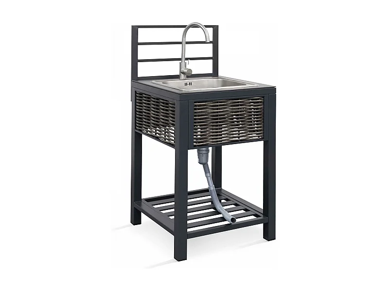 en gevlochten kunsthars buitenkeuken gootsteenkast