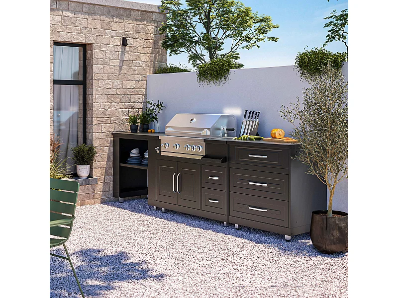 Cuisine d'extérieur 3 modules avec barbecue