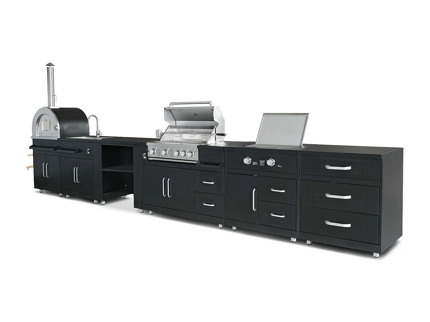 Cuisine d'extérieur 6 meubles avec module cuisson