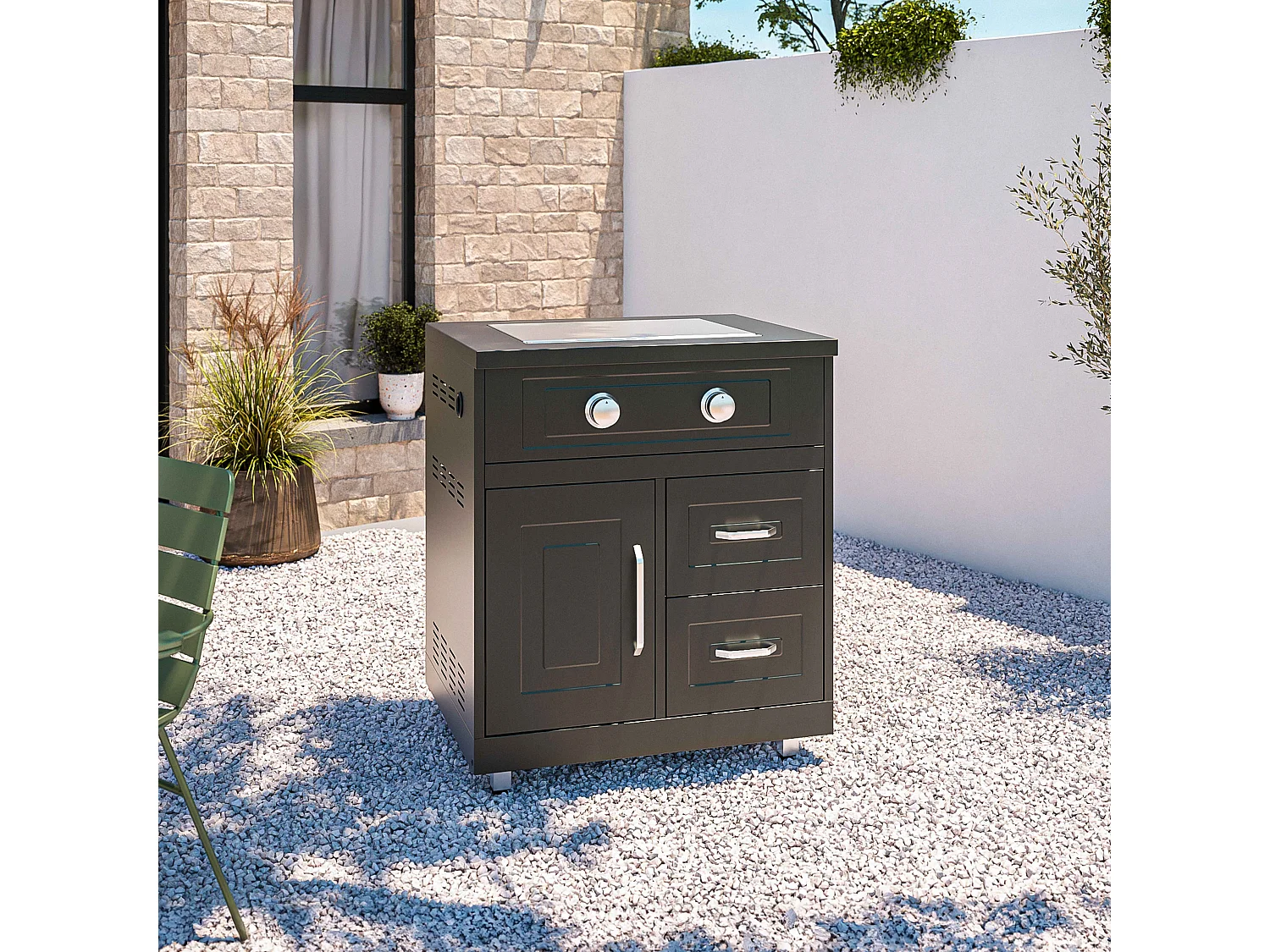 Cuisine d'extérieur 6 meubles avec module cuisson