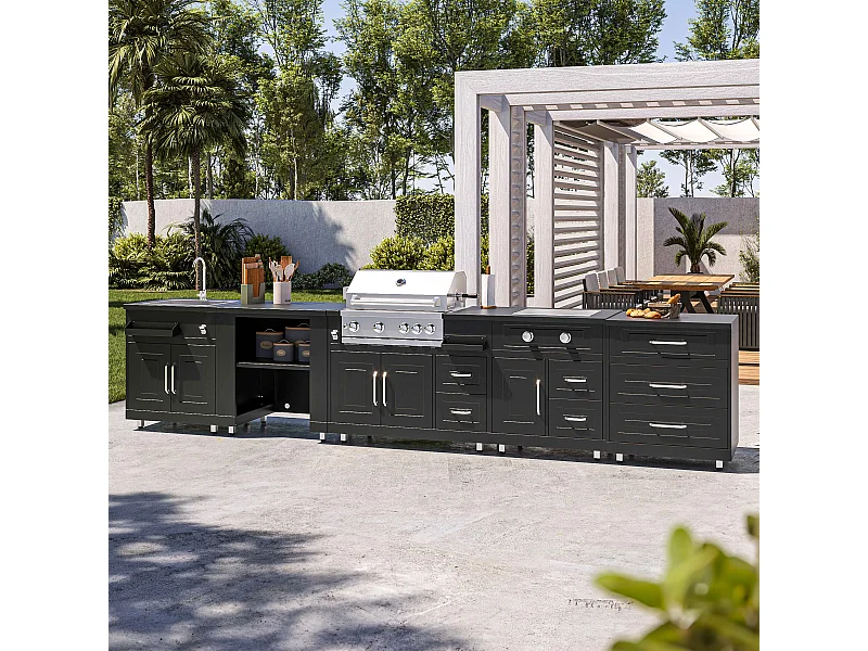 Cuisine d'extérieur 5 éléments dont 2 modules de cuisson