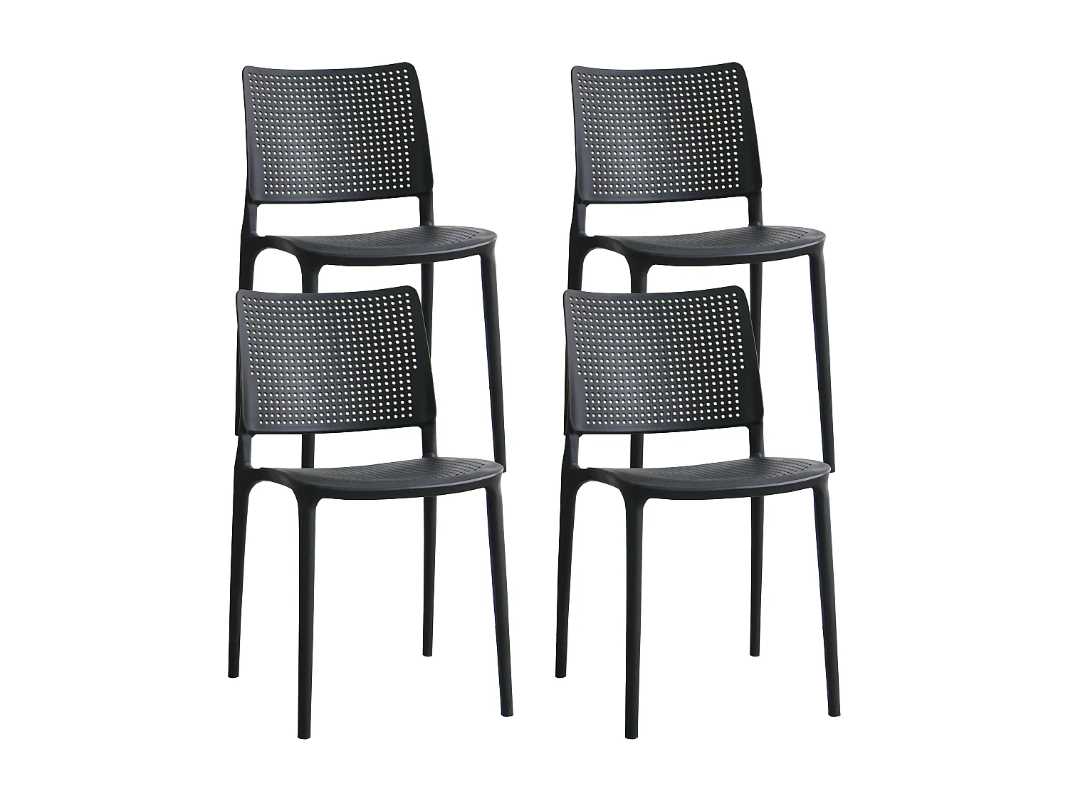 Set van 4 zwarte kunststof terrasstoelen