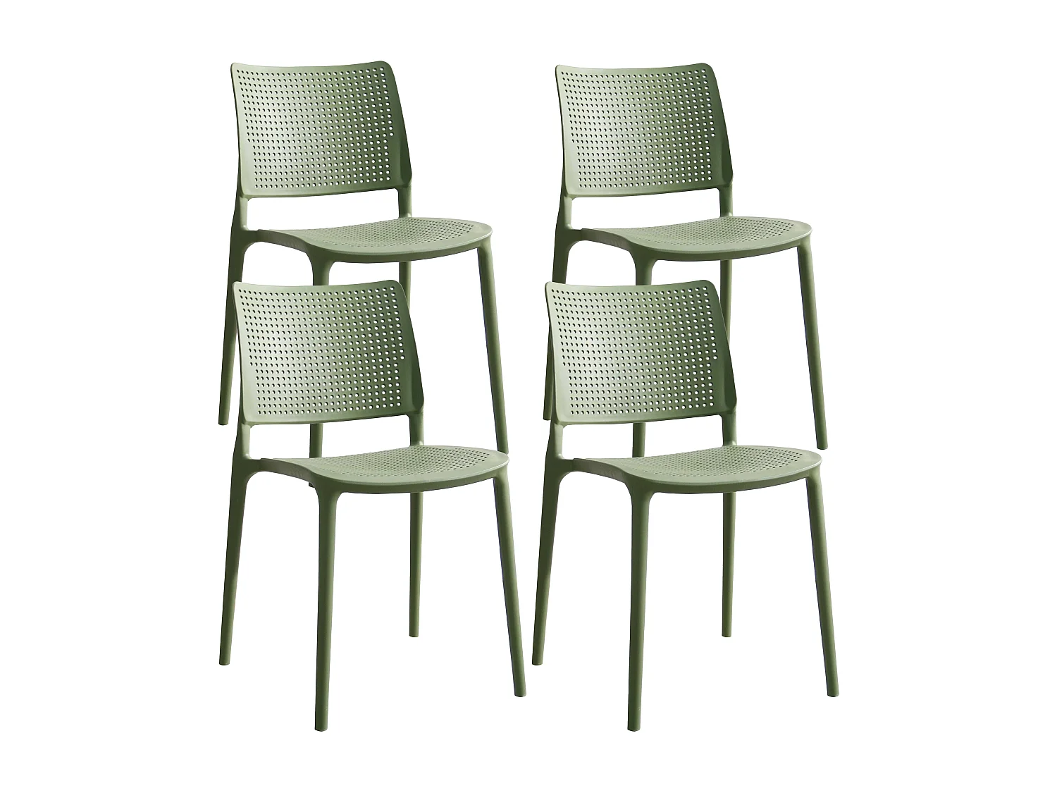 Lot de 4 chaises de terrasse vert cactus en plastique