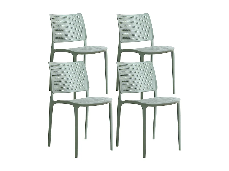 Lot de 4 chaises de terrasse vert sauge en plastique