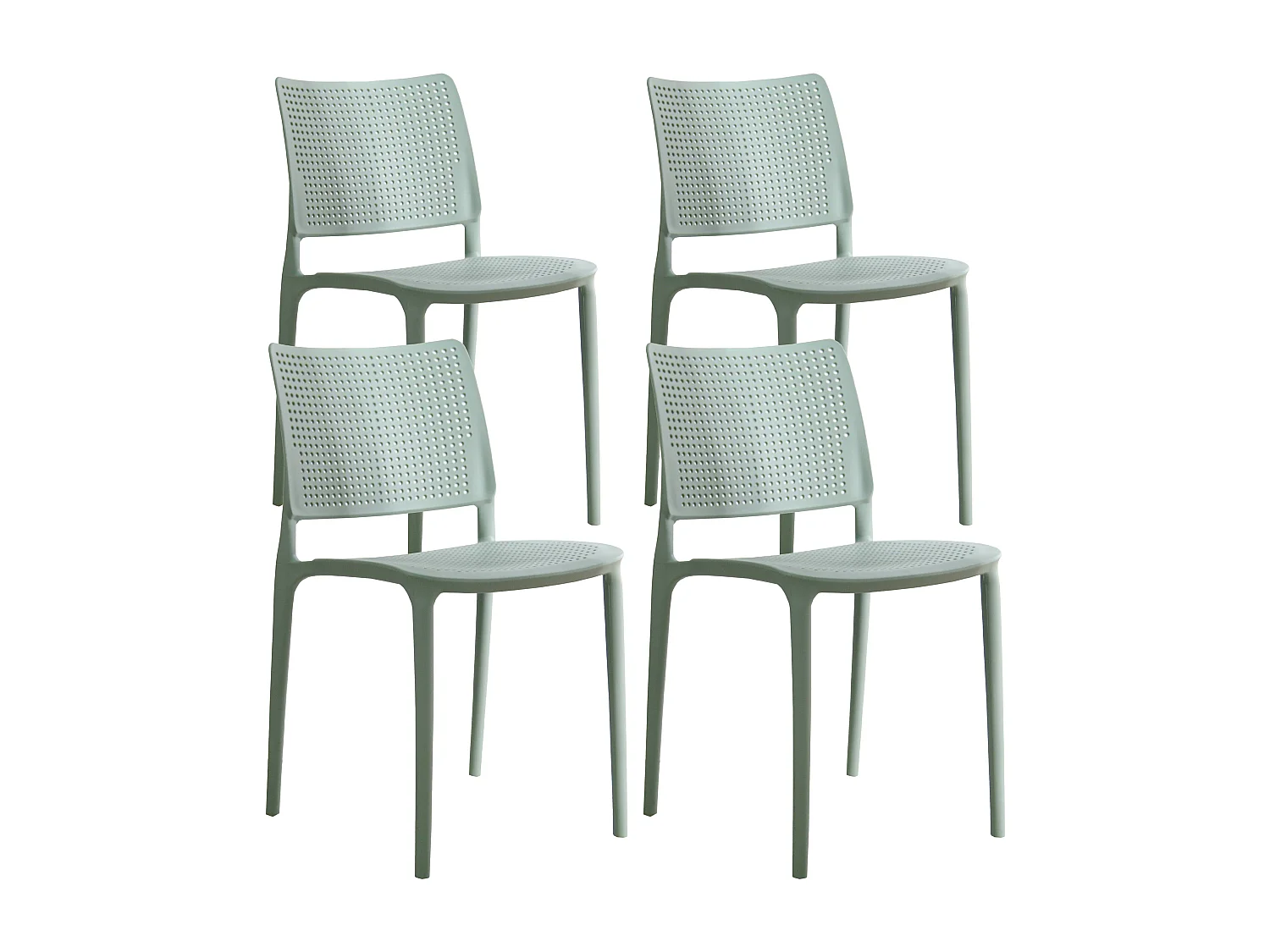 Lot de 4 chaises de terrasse vert sauge en plastique