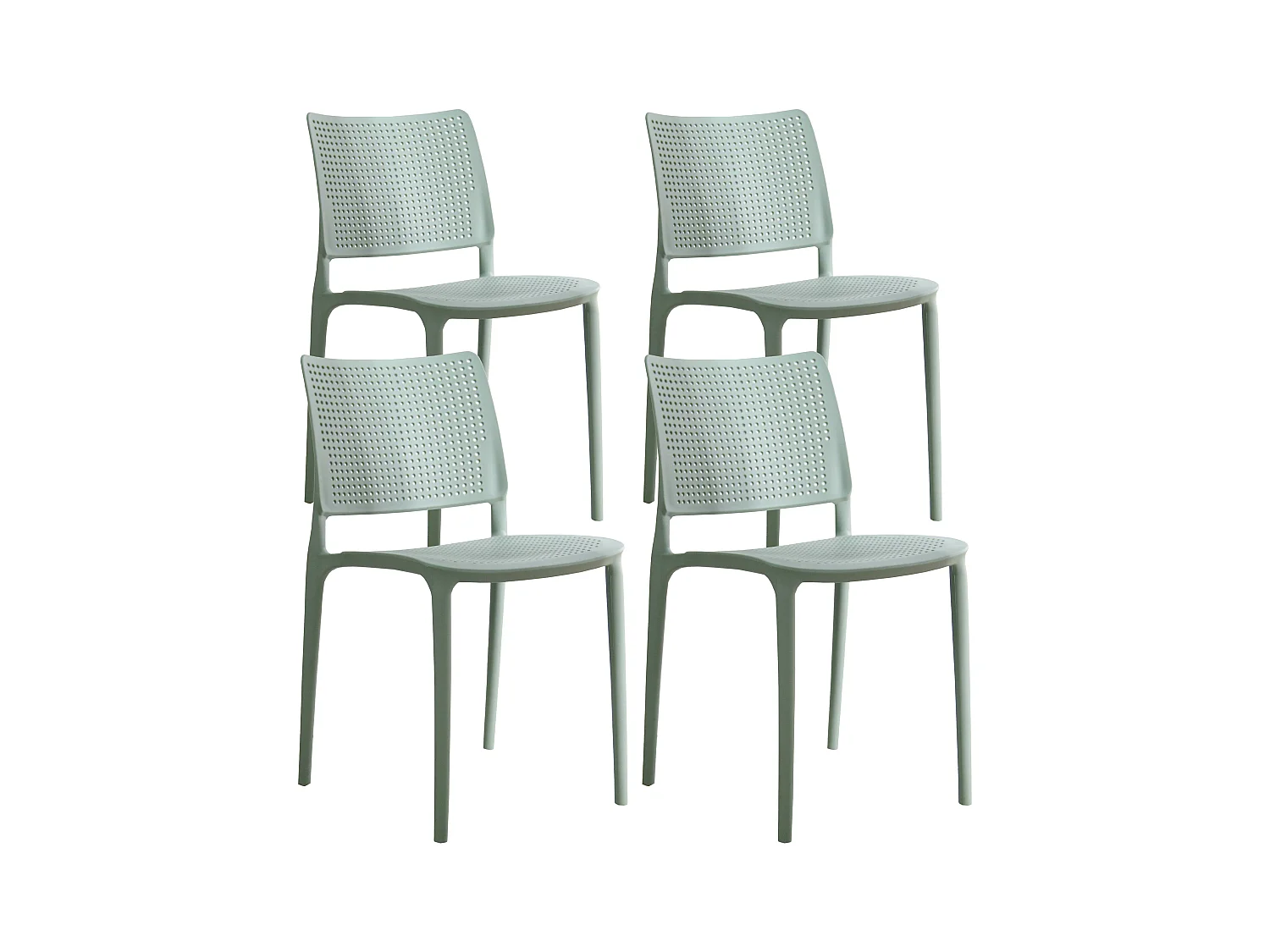 Lot de 4 chaises de terrasse vert sauge en plastique