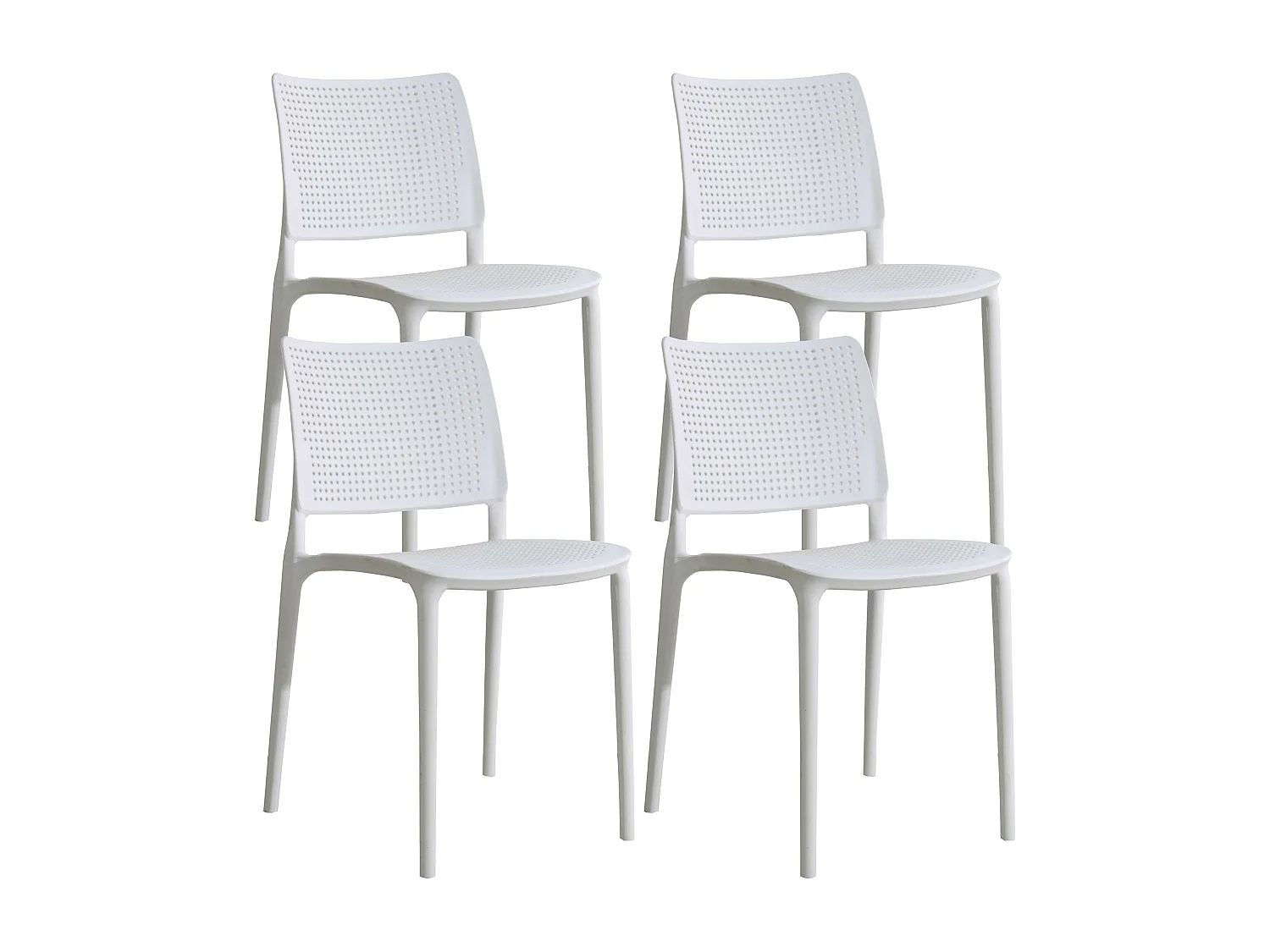 Lot de 4 chaises de terrasse blanches en plastique