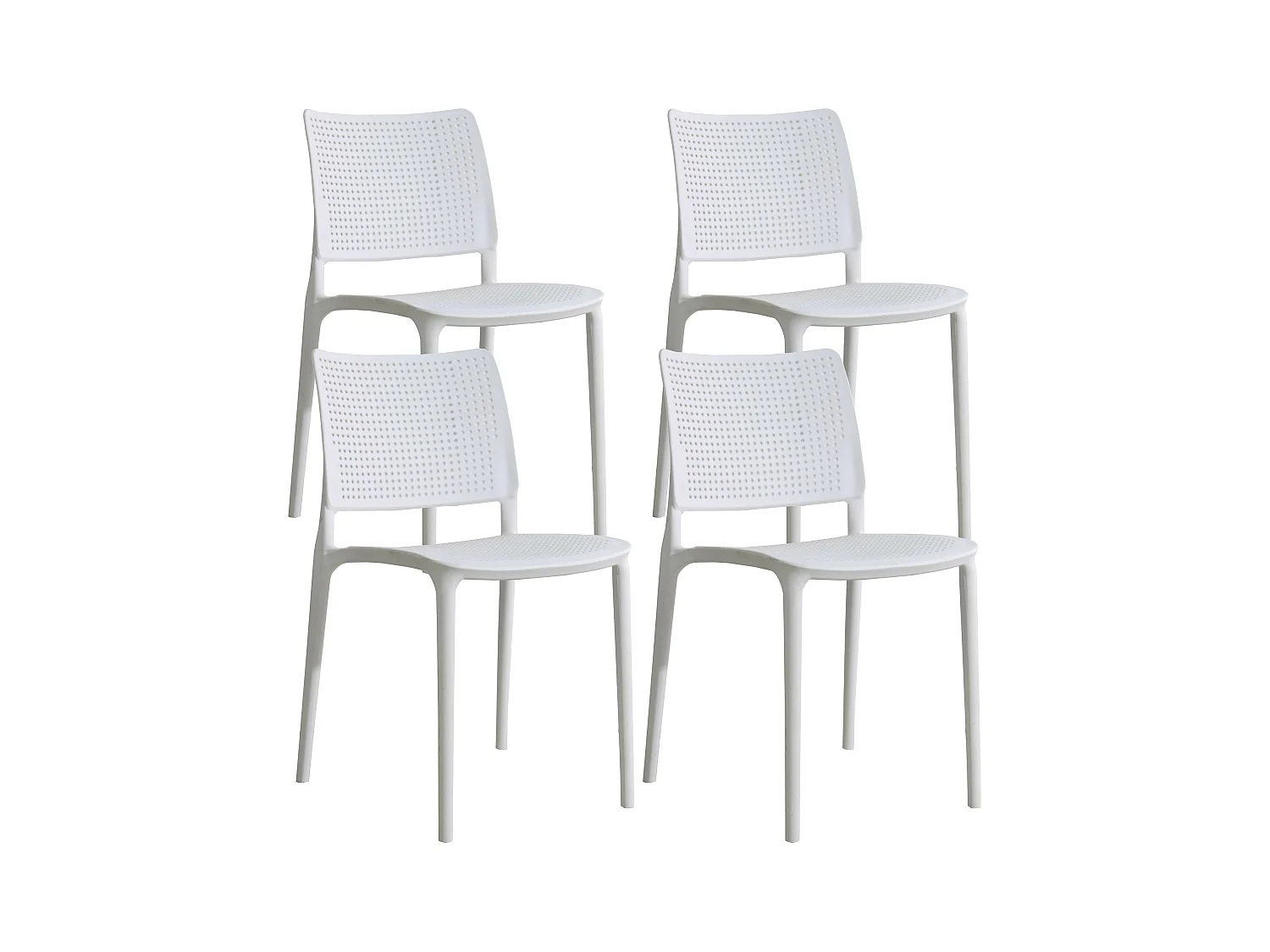 Lot de 4 chaises de terrasse blanches en plastique