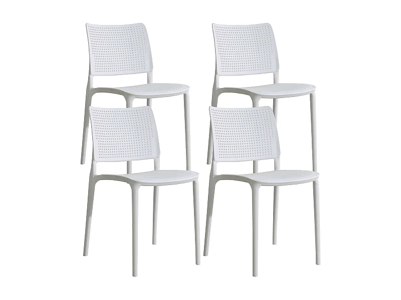 Lot de 4 chaises de terrasse blanches en plastique