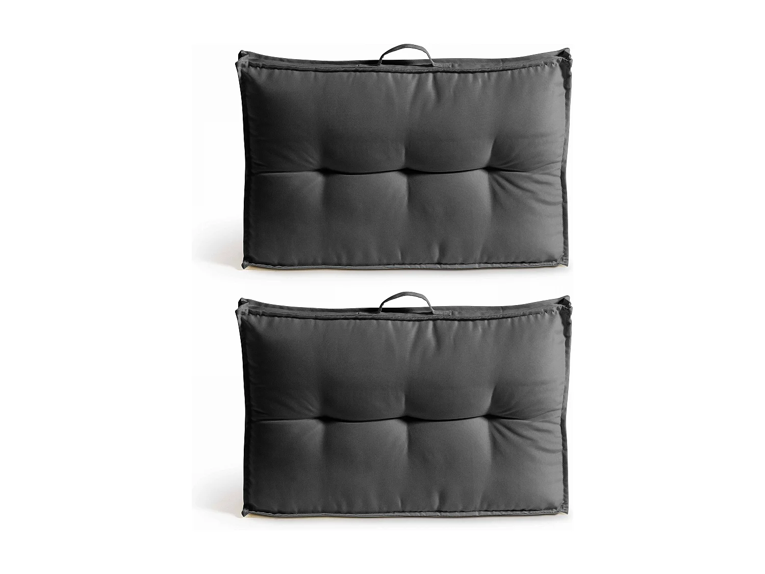 Lot 2 coussins palette dossier polyester gris 60x40x12 cm