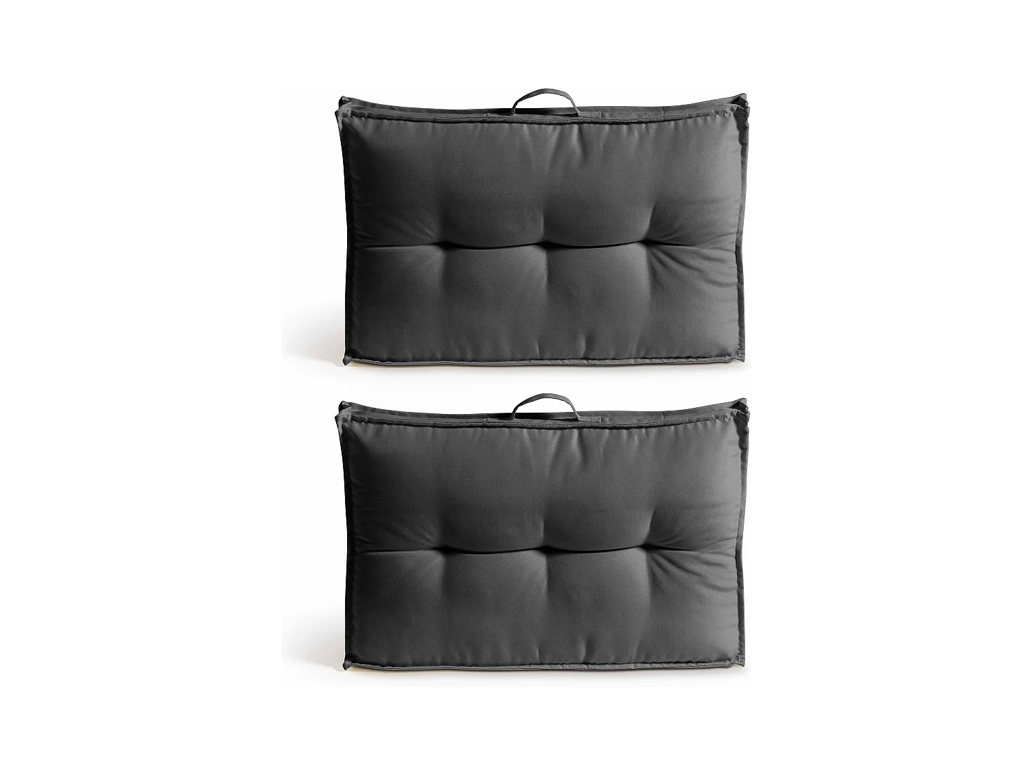 Lot 2 coussins palette dossier polyester gris 60x40x12 cm