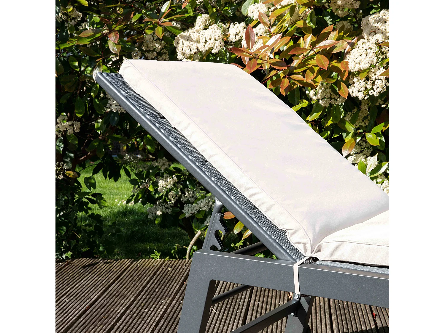 Lot de 2 coussins bain de soleil polyester écru 186 x 53 x 5 cm - Picchu