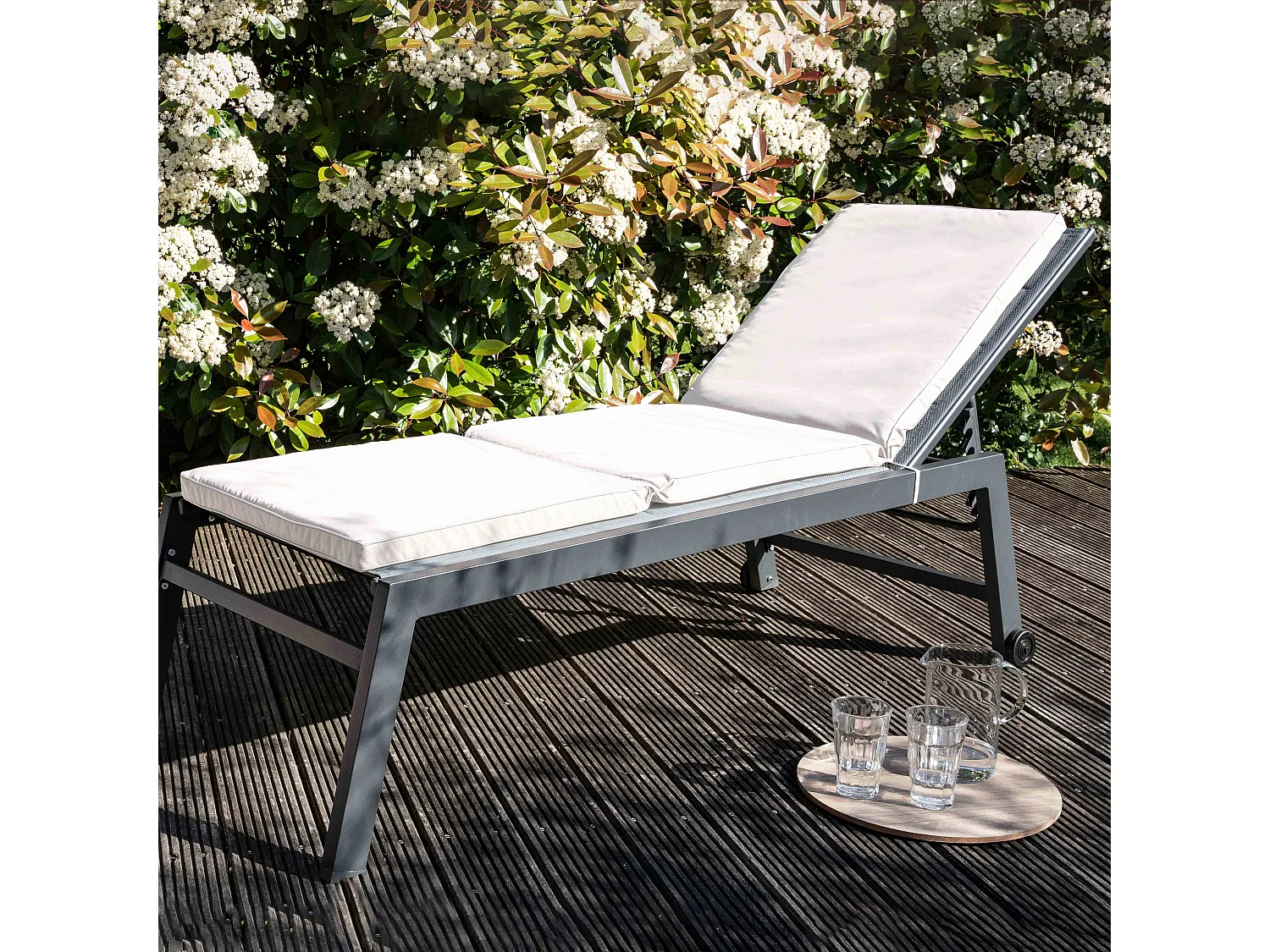 Coussin bain de soleil polyester écru 186x53x5 cm - Picchu