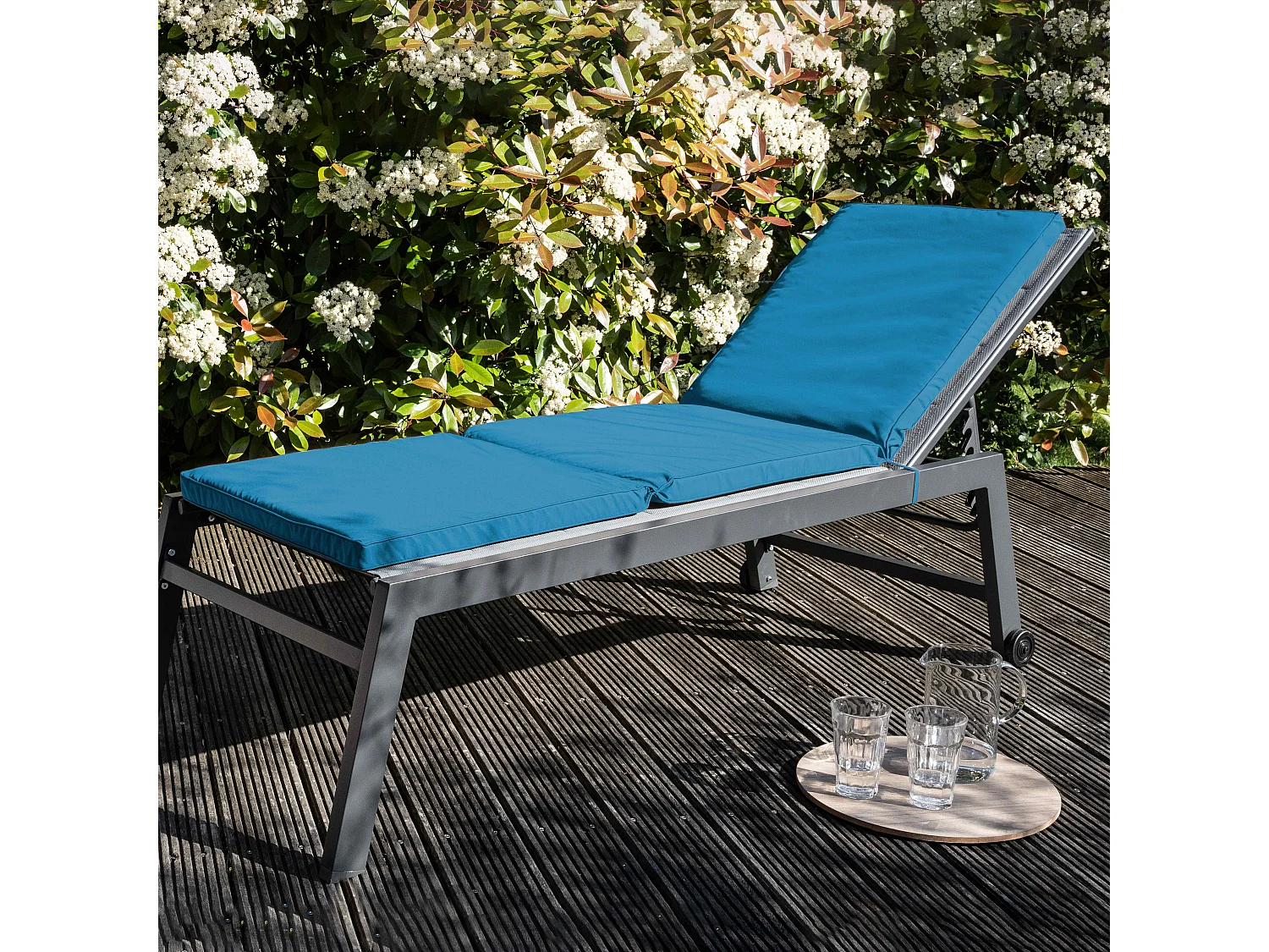 Lot 2 coussins bain de soleil polyester bleu 186 x 53 x 5 cm - Picchu