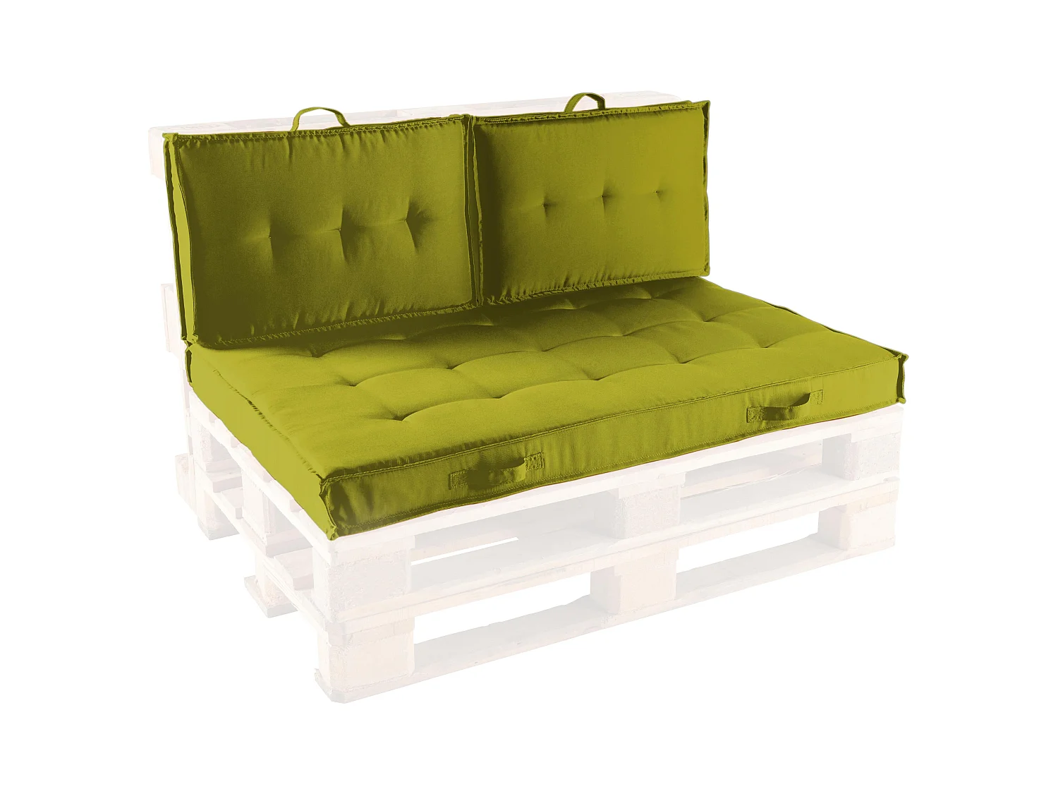 Groene gestoffeerde kussens voor pallets