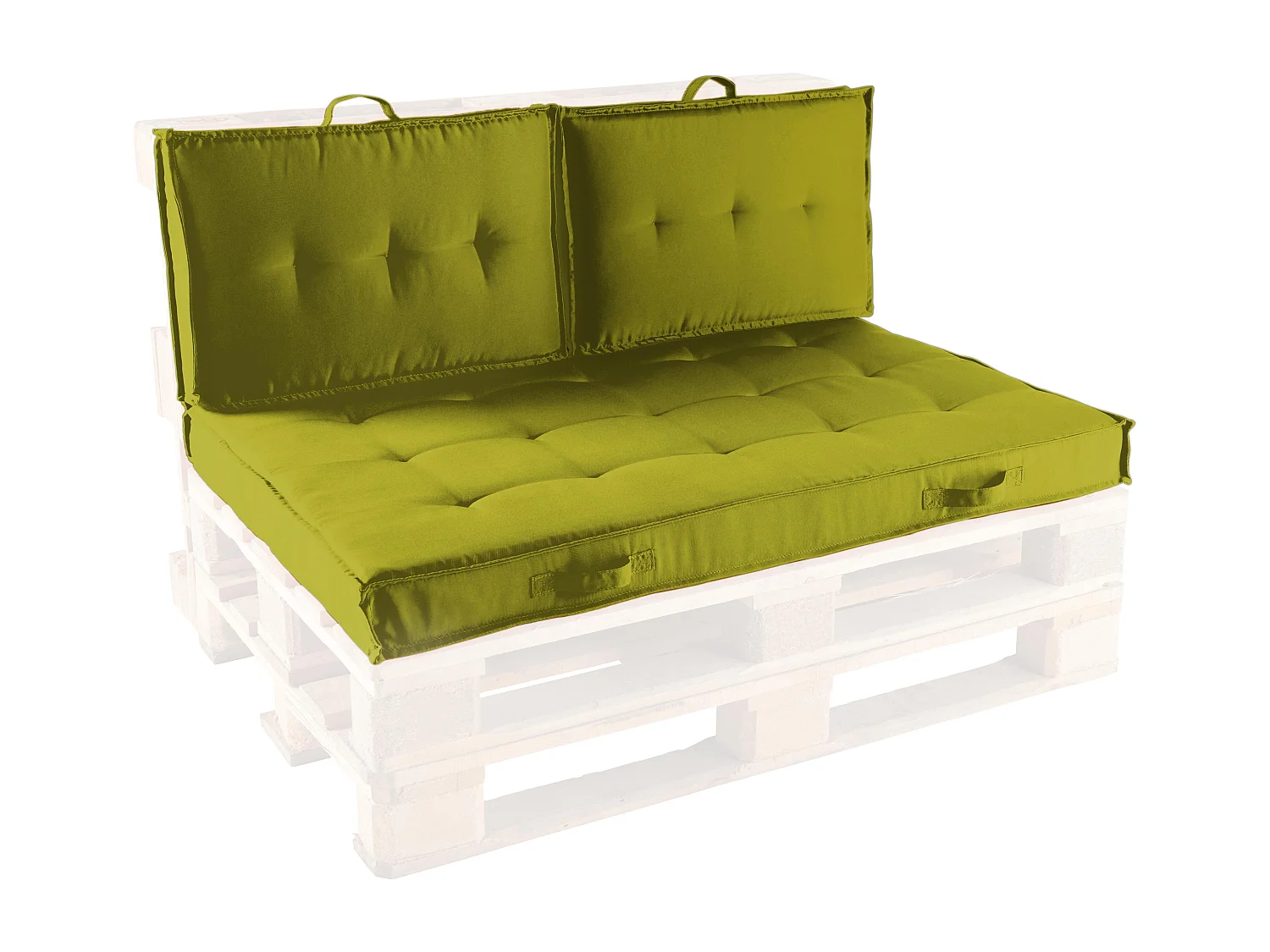 Coussins pour palette matelassés vert